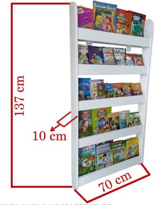 Mihenk Duru  Montessori Kitaplık 5 Raflı Mdf Kitaplık