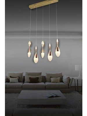 Luna Lighting Modern Luxury Sarkıt Sıralı Yemek Masası 5'li  LED Avize