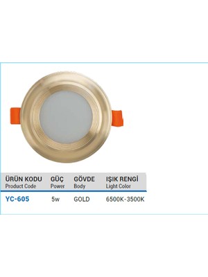 Ycl YC-605 Smd LED Spot Gold Kasa 5W Beyaz Işık
