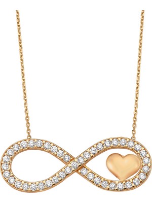 Altın Sepeti  Rose Gümüş Sonsuzluklu Kalp Kolye G862KLR2