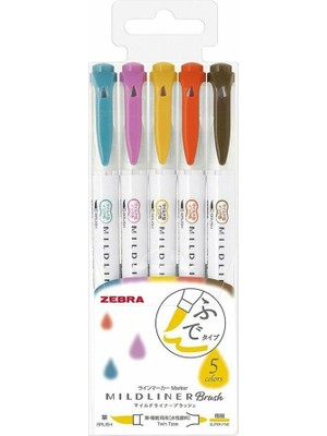 Zebra Mildliner 5'li Kalem Seti Renkli Keçeli Kalemler 4 mm Kalın 0.7 mm İnce Uç Ölçüleri