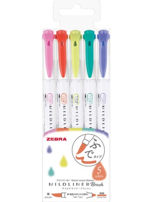 Zebra Mildliner Keçeli Kalem Seti 5'li Renkli Uçlar ile Yumuşak Yazım Deneyimi