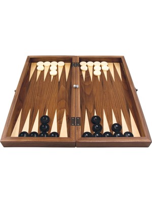 Star Ege Masif Kaplama Tavla Büyük Ahşap Oyun Takımı 27x50 cm 16 Parça