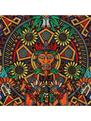 Wander Tapestry Aztek Yuvarlak Duvar Örtüsü