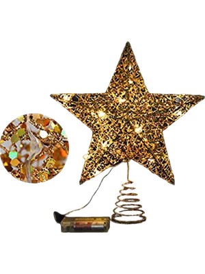 Magicledcorner LED Işıklı Yılbaşı Ağacı Tepe Yıldızı Gold