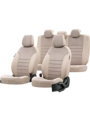 Otom Seat Leon 2013-Sonrası Özel Üretim Koltuk Kılıfı London Design Bej