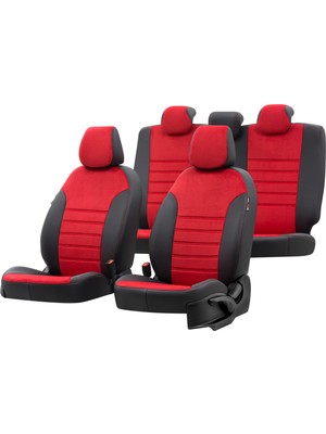 Otom Toyota Corolla 2018-Sonrası Özel Üretim Koltuk Kılıfı London Design Kırmızı - Siyah