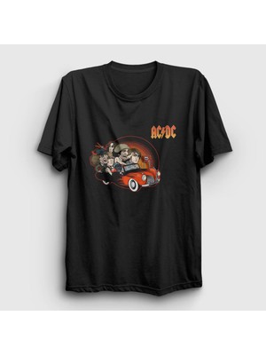 Presmono Unisex Siyah Classic Car AC/DC T-Shirt