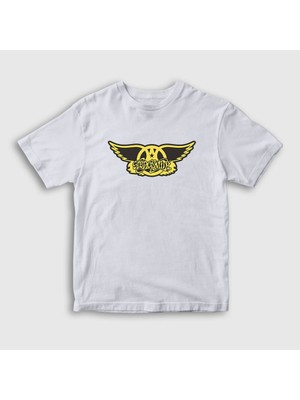 Presmono Unisex Çocuk Beyaz Yellow Aerosmith T-Shirt