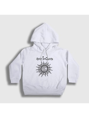 Presmono Unisex Çocuk Beyaz Gray Alice In Chains Kapüşonlu Sweatshirt