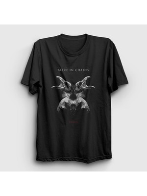Presmono Unisex Siyah Hollow Alice In Chains T-Shirt