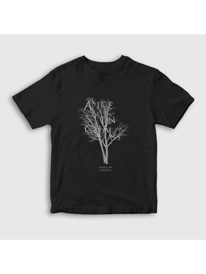 Presmono Unisex Çocuk Siyah Tree Alice In Chains T-Shirt