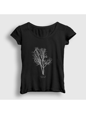 Presmono Kadın Siyah Tree Alice In Chains T-Shirt