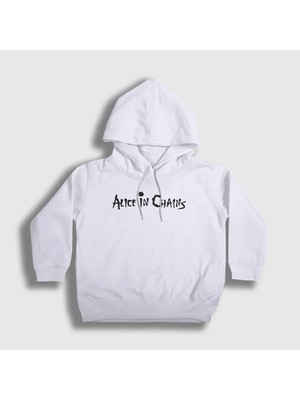 Presmono Unisex Çocuk Beyaz Alice In Chains Kapüşonlu Sweatshirt