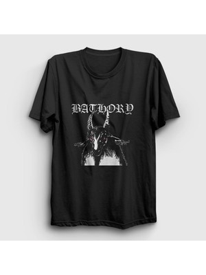 Presmono Unisex Siyah Goat Bathory T-Shirt