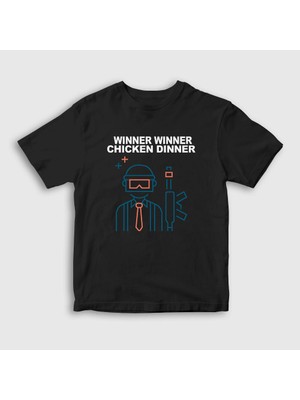 Presmono Unisex Çocuk Siyah Neon Pubg T-Shirt