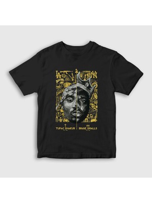 Presmono Unisex Çocuk Siyah Biggie Smalls Tupac Shakur T-Shirt