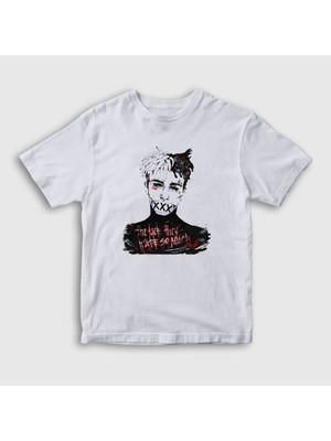 Presmono Unisex Çocuk Beyaz Hate XXXTentacion T-Shirt