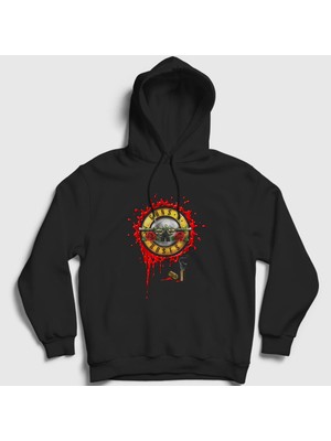 Presmono Unisex Siyah Blood Bullet Guns N' Roses Kapüşonlu Sweatshirt
