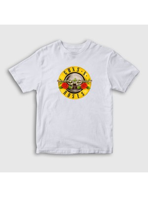 Presmono Unisex Çocuk Beyaz Logo Guns N' Roses T-Shirt