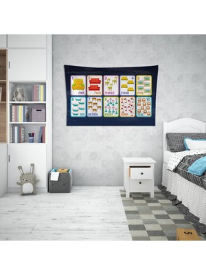 Vagonik Matematik Temalı Eğitici Çocuk Odası Duvar Örtüsü Halısı 140 x 100 cm