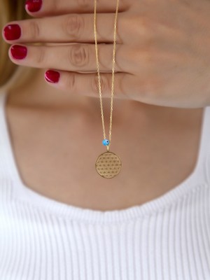 Bess Silver Kadın 925 Ayar Gümüş Nazar Gözlü Altın Kaplama Yaşam Çiçeği Kolye