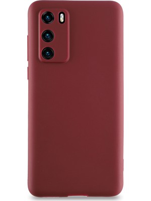 Kzy Huawei P40 Kılıf Kamera Korumalı Premier Silikon Kapak Mürdüm