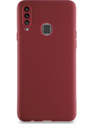 Kzy Samsung Galaxy A20S Kılıf Kamera Korumalı Premier Silikon Kapak Mürdüm