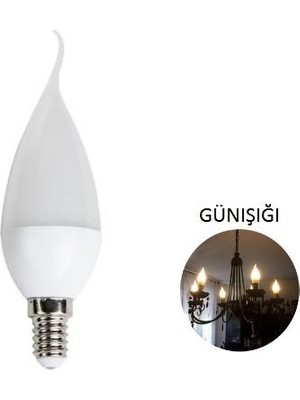 Cata 5 'li Cata CT-4084 Kıvrık Mum Ledli Buji LED Ampul-Ince E14 Duy-Kıvrık Avize Ampülü-Gün Işığı 3200K