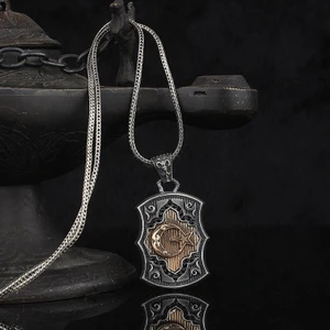 925 Ayar Ay Yıldız Motifli Istanbul Model Gümüş Erkek Kolye