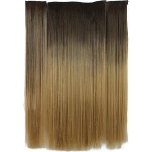 Eva Peruk 250 gr 70 cm Düz Fiber Yarımay Set Koyu Kumral Balköpüğü Ombreli