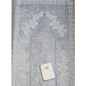 Lamazi Home Lamazihome Gri Fransız Dantelli Kadife Seccade Çeyizlik Bohça Seti 3 Parça