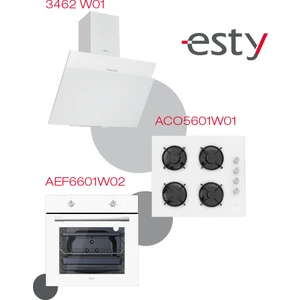 Beyaz Ankastre Set (Fırın AEF6601W02 - Ocak ACO5601W01 - Davlumbaz 3462 W01)