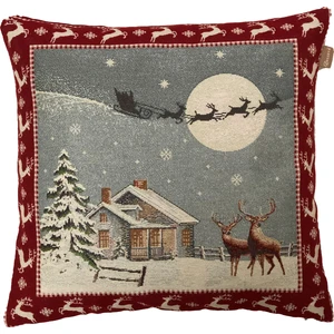 Belıeve Karlı Ev Geyikli Goblen Kırlent 45*45 cm