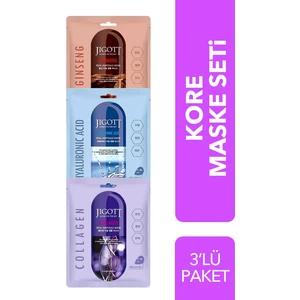 Lüks Kore Maske Seti Collagen + Hyaluronıc Acıd + Gınseng 3'lü Paket