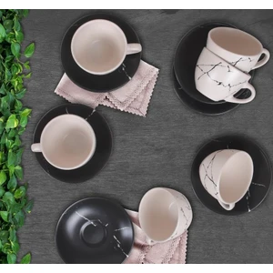 Mat Renkli Çay Nescafe Takımı 6 Kişilik 12 Parça