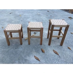 45 cm Hasır Tabure Ceviz Renk