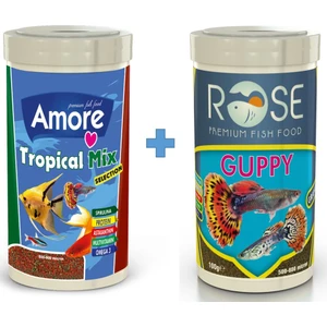 Tropical Mix Selection 250ML + Rose Guppy 250 ml Tropikal Akvaryum Balık Yemi