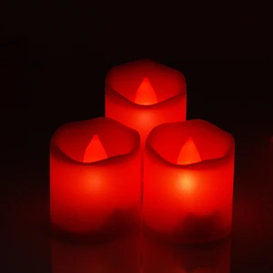 Coverzone 3 Lü LED Dumansız Pilli Mum Işık Kırmızı