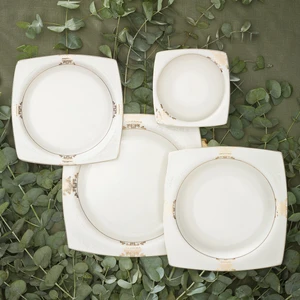 Fine Pearl Barok 26 Parça 6 Kişilik Kare İnci Kahvaltı/Servis Takımı