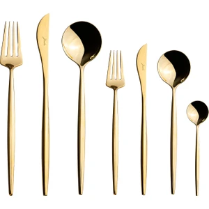 9000 Titanyum Gold 84 Parça 12 Kişilik Çatal Kaşık Bıçak Seti