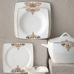 Fine Bone Topkapı Gold 61 Parça 12 Kişilik Yemek Takımı