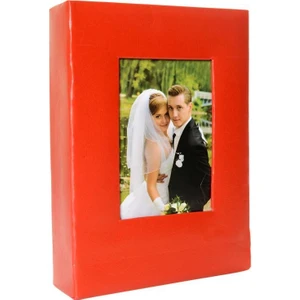 100'LÜK Kırmızı Deri 15x21cm Pencereli Fotoğraf Albümü