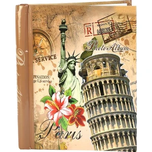 40 Sayfa  24x29 Cm. Yapışkanlı Piza Kulesi Desenli Manyetik Fotoğraf Albümü