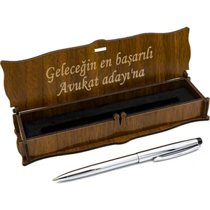 Tükenmez Kalem + Kişiye Özel Ahşap Kutu