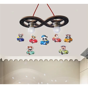 Ahşap Anımal Cars Çocuk Odası Aydınlatma
