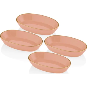The Mia Basic Oval Servis Somon Pembe - 17 cm 4'lü Set