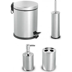 Piev Paslanmaz Metal 4 Lü Banyo Seti Gri