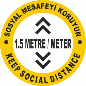 İndirim Mağazası Sosyal Mesafe Sticker Yuvarlak Yapışkanlı Yer Folyosu