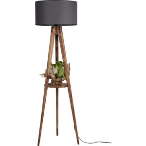 Sehbalı Tripod Yanık Lambader Silindir Koyu Gri Abajurlu